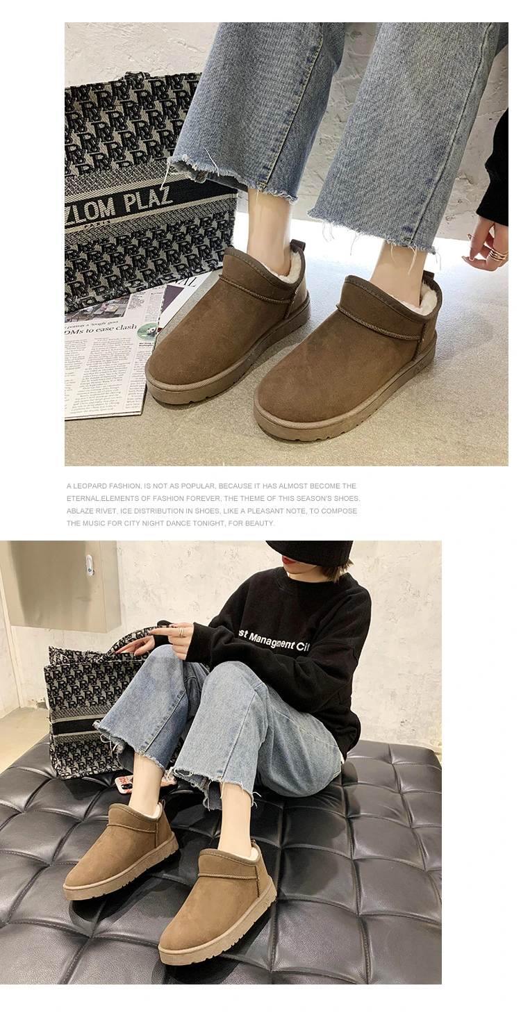 New Fashion Sheepskin Leather Snow Boots for Women Natural Wool Fur Lined Short Mini Winter Warm Casual Boots Ankle Shoes