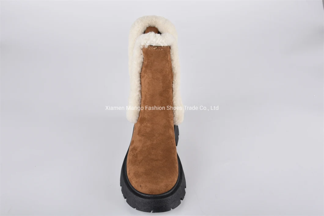 New Fashion Ladies Platform Ankle Boots Warmth Winter Bootee Women′s Boots with Fake Fur Short Boots