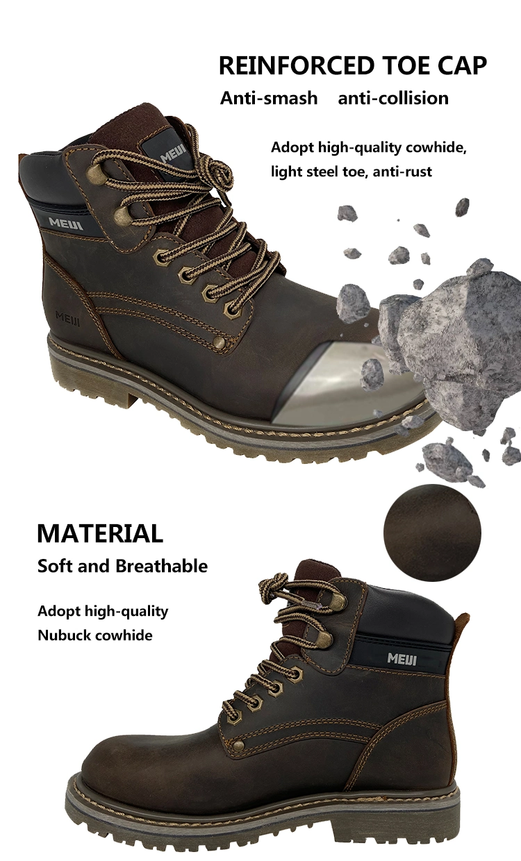 Frosted Leather Upper PU Injection Outsole Working Boots