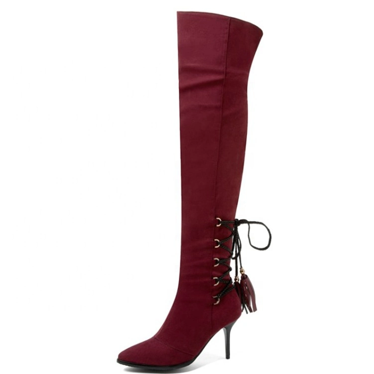 Long Women Boots Custom Design Suede Upper Stiletto Heel Women Ankle Boots