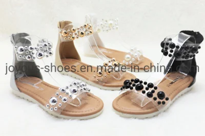 キッズ女性レディースガールズキッズ 2023 最新の高級デザイナーエレガントな甘い靴真珠ビーズリベットパーティーウェッジプラットフォームサンダル夏の靴サンダル